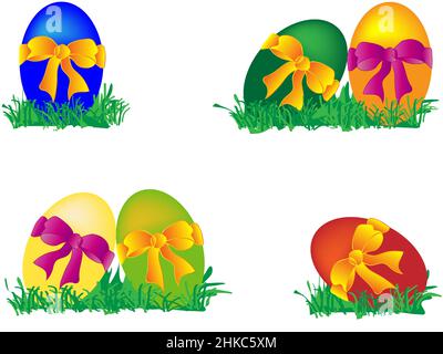 Colorate le uova di pasqua con archetti Cranberry, Compilazione Illustrazione Vettoriale