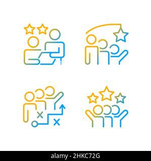 Icone vettoriali lineari gradiente risultato gruppo impostate Illustrazione Vettoriale