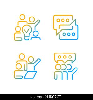 Attività di gruppo icone vettoriali lineari gradienti impostate Illustrazione Vettoriale