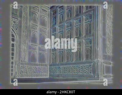 Ispirato dal muro accanto alla porta del Taj Mahal, Agra, c. 1895 - c. 1915, carta, altezza 212 mm x larghezza 269 mm altezza 244 mm x larghezza 329 mm, Reimagined by Artotop. L'arte classica reinventata con un tocco moderno. Design di calda e allegra luminosità e di raggi di luce. La fotografia si ispira al surrealismo e al futurismo, abbracciando l'energia dinamica della tecnologia moderna, del movimento, della velocità e rivoluzionando la cultura Foto Stock