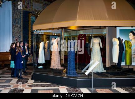 Il Principe della Corona Frederik, la Principessa della Corona Maria, la Principessa Isabella, il Principe Vincenzo e la Principessa Josephine di Danimarca al Palazzo Frederiksborg di Hillerod, il 03 febbraio 2022, la Principessa della Corona apre al Museo di Storia Nazionale la mostra HRH la Principessa della Corona Maria 1972 ? 2022, che racconta la storia personale e l'importanza della Principessa Corona per la Casa reale di Danimarca, sarà svelato anche un nuovo ritratto della sua altezza reale, in occasione del compleanno della Principessa Corona 50th il 05-02-2022 Foto: Albert Nieboer/Netherlands OUT/Point de Vue OUT Foto Stock