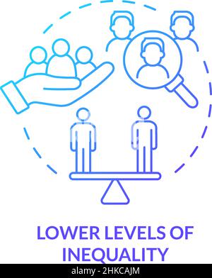 Livelli inferiori sull'icona del concetto di gradiente blu della disuguaglianza Illustrazione Vettoriale
