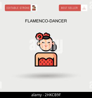 Flamenco-ballerino semplice icona vettoriale. Illustrazione Vettoriale