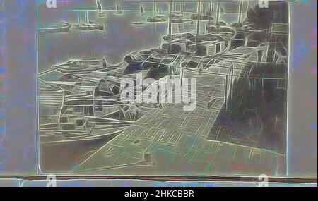 Ispirato dalla vista del porto in una città cinese, la Cina, c.. 1879 - c. 1890, carta, stampa albume, altezza 105 mm x larghezza 154 mm altezza 345 mm x larghezza 265 mm, reinventata da Artotop. L'arte classica reinventata con un tocco moderno. Design di calda e allegra luminosità e di raggi di luce. La fotografia si ispira al surrealismo e al futurismo, abbracciando l'energia dinamica della tecnologia moderna, del movimento, della velocità e rivoluzionando la cultura Foto Stock