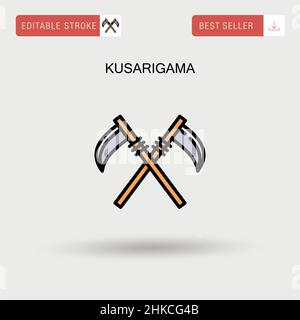 Kusarigama semplice icona vettoriale. Illustrazione Vettoriale