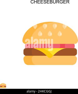 Cheeseburger semplice vettore icona. Modello di disegno del simbolo di illustrazione per l'elemento dell'interfaccia utente mobile Web. Illustrazione Vettoriale