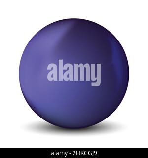 Palla viola di vetro o perla preziosa. Sfera realistica lucida, illustrazione vettoriale astratta 3D evidenziata su uno sfondo bianco. Grande bolla di metallo con Illustrazione Vettoriale