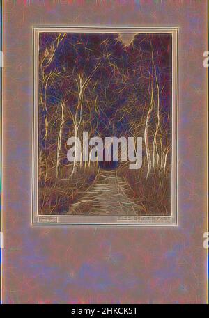 Ispirato da una strada deserta con gli uccelli da entrambi i lati, Germania [?], else Bäumer, editore: Verlagsgesellschaft für Lichtbildkunst (V.G.F.L.), Maagdenburg, c.. 1913 - c. 1940, carta, altezza 82 mm, larghezza 59 mm, altezza 140 mm, larghezza 92 mm, Reimagined by Artotop. L'arte classica reinventata con un tocco moderno. Design di calda e allegra luminosità e di raggi di luce. La fotografia si ispira al surrealismo e al futurismo, abbracciando l'energia dinamica della tecnologia moderna, del movimento, della velocità e rivoluzionando la cultura Foto Stock