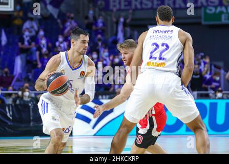 Centro Wizink. 2nd Feb 2022. Madrid; Spagna; Turkish Airlines Eurolega Basketball; Real Madrid versus Olympiacos Piraeus; Alberto Abalde (Madrid) Credit: Action Plus Sports/Alamy Live News Foto Stock