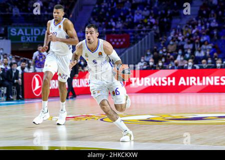 Centro Wizink. 2nd Feb 2022. Madrid; Spagna; Turkish Airlines Eurolega Basketball; Real Madrid versus Olympiacos Piraeus; Alberto Abalde (Madrid) Credit: Action Plus Sports/Alamy Live News Foto Stock