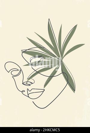 Grafica astratta femminile minimalista alla moda. Poster testurizzato. Astratto boho linea arte per design moderno poster Illustrazione Vettoriale