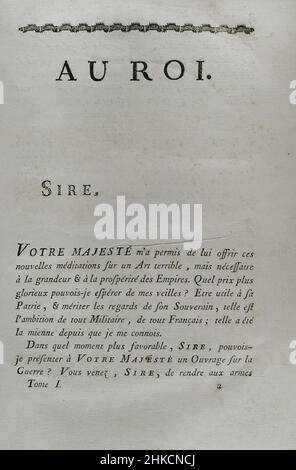 Pagina dedicata al Re. 'Commentaires de Cesar, avec des Notes historiques, critiques et militaires', di Conte Turpin de Crissé. Volume I. pubblicato a Montargis e venduto a Parigi, 1785. Autore: Lancelot Turpin de Crissé (Conte di Crissé) (1716-1793). Militare e scrittore francese. Foto Stock