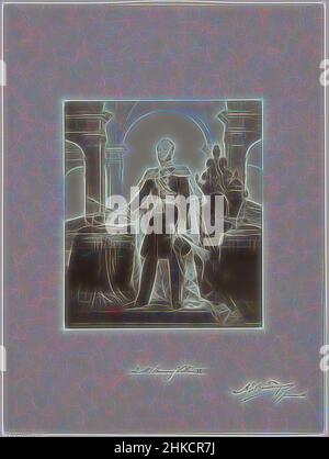 Ispirato dal Ritratto di Guglielmo II, Re dei Paesi Bassi, Ritratto di Guglielmo II con un mantello di ermine., dopo: Adriaan Boudewijnse, Paesi Bassi, 1850 - 1930, altezza 255 mm x larghezza 222 mm, reinventato da Artotop. L'arte classica reinventata con un tocco moderno. Design di calda e allegra luminosità e di raggi di luce. La fotografia si ispira al surrealismo e al futurismo, abbracciando l'energia dinamica della tecnologia moderna, del movimento, della velocità e rivoluzionando la cultura Foto Stock