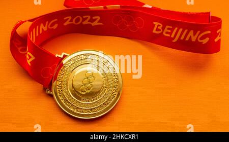 27 gennaio 2022, Pechino, Cina. XXIV medaglia d'oro dei Giochi Olimpici
