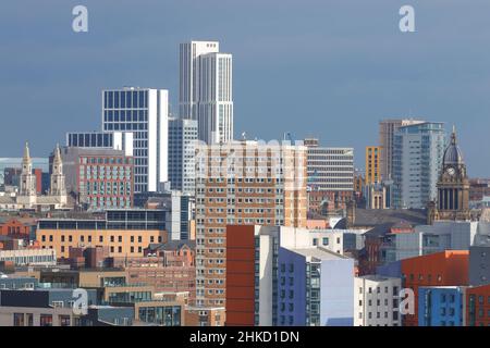 Una vista sul centro di Leeds da Armley. Foto Stock