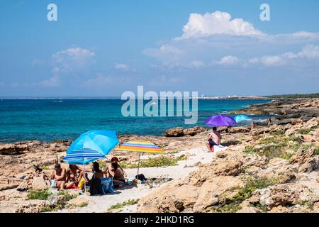 Piccole sabbie di es Mila, , Ses Salines, Mallorca, Isole Baleari, Spagna Foto Stock