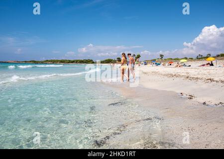 Es Caragol spiaggia, Ses Salines, Mallorca, Isole Baleari, Spagna Foto Stock