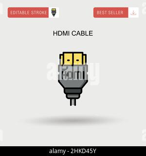 Icona vettore semplice del cavo HDMI. Illustrazione Vettoriale