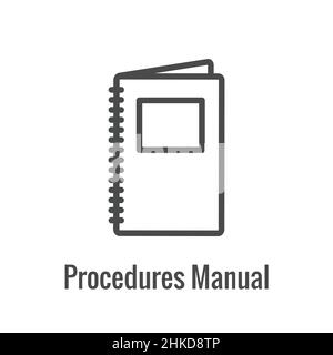 Procedure standard per il funzionamento di un'azienda - Manuale, fasi e implementazione, incluse le icone di contorno sop Illustrazione Vettoriale