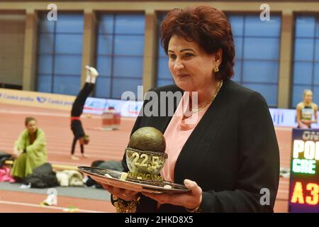 Ostrava, Repubblica Ceca. 03rd Feb 2022. L'ex atleta ceco Helena Fibingerova è stato visto durante il meeting di atletica del Ceco Indoor Gala a Ostrava, Repubblica Ceca, 3 febbraio 2022. Credit: Jaroslav Ozana/CTK Photo/Alamy Live News Foto Stock