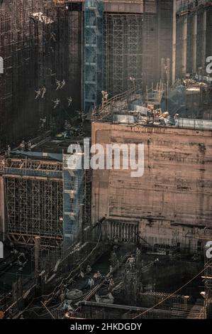 Cantiere di una futura turbina di una centrale idroelettrica in Brasile. Foto Stock