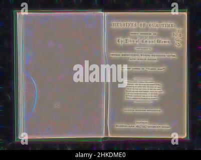 Ispirato da Heroines del nostro tempo, Joseph Johnson (schrijver), editore: Darton & Co., Londra, dopo 1860, carta, lino (materiale), Stampa, stampa albume, altezza 176 mm x larghezza 122 mm x spessore 28 mm, Reimagined by Artotop. L'arte classica reinventata con un tocco moderno. Design di calda e allegra luminosità e di raggi di luce. La fotografia si ispira al surrealismo e al futurismo, abbracciando l'energia dinamica della tecnologia moderna, del movimento, della velocità e rivoluzionando la cultura Foto Stock