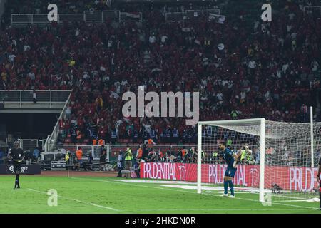 CAMERUN, Yaounde, 03 Febbraio 2022 - portiere Gabaski d'Egitto durante la Coppa delle nazioni d'Africa gioca a metà partita finale tra Camerun ed Egitto a Stade d'Olembe, Yaounde, Camerun, 03/02/2022/ Foto di SF Credit: Sebo47/Alamy Live News Foto Stock