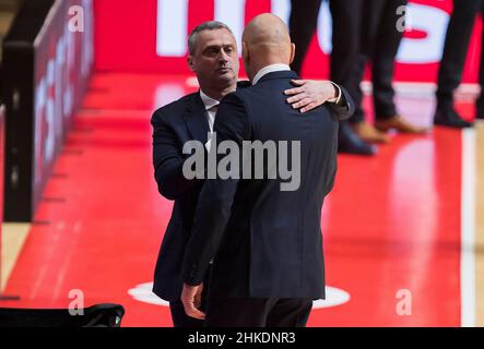 Belgrado, Serbia, 3rd febbraio 2022. Capo Coach Dejan Radonjic durante la partita Turkish Airlines Eurolega tra Crvena Zvezda mts Belgrado v COME Monaco a Belgrado, Serbia. Febbraio 3, 2022. Credit: Nikola Krstic/Alamy Foto Stock