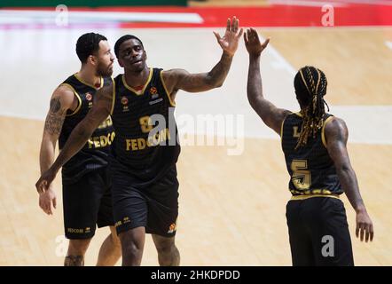 Belgrado, Serbia, 3rd febbraio 2022. Dwayne Bacon di AS Monaco reagisce durante la partita Turkish Airlines Eurolega tra Crvena Zvezda MTS Belgrado contro Monaco a Belgrado, Serbia. Febbraio 3, 2022. Credit: Nikola Krstic/Alamy Foto Stock