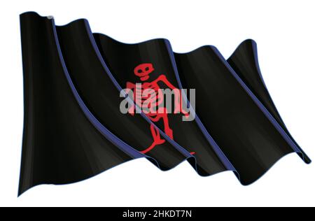 Illustrazione vettoriale di un agitato Jolly Roger del Pirate Eduard Low. Tutti gli elementi in modo preciso su livelli e gruppi ben definiti. Illustrazione Vettoriale