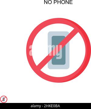 Nessuna icona vettore semplice del telefono. Modello di disegno del simbolo di illustrazione per l'elemento dell'interfaccia utente mobile Web. Illustrazione Vettoriale