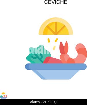 Icona vettore semplice ceviche. Modello di disegno del simbolo di illustrazione per l'elemento dell'interfaccia utente mobile Web. Illustrazione Vettoriale