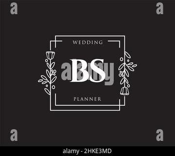 LOGO FEMMINILE BS. Utilizzabile per la natura, salone, centro benessere, cosmetici e loghi di bellezza. Elemento modello di disegno con logo a vettore piatto. Illustrazione Vettoriale