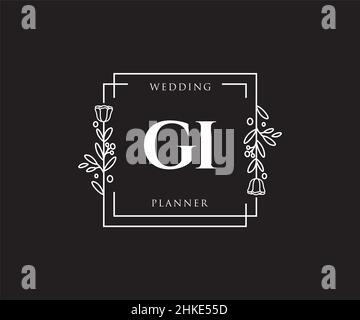 Logo femminile GI. Utilizzabile per la natura, salone, centro benessere, cosmetici e loghi di bellezza. Elemento modello di disegno con logo a vettore piatto. Illustrazione Vettoriale