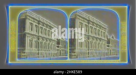 Ispirato dalla facciata della Banqueting House di Londra, la Banqueting Hall, Whitehall., Valentine Blanchard, Londra, c. 1850 - c. 1880, stampa albume, altezza 85 mm x larghezza 170 mm, reinventata da Artotop. L'arte classica reinventata con un tocco moderno. Design di calda e allegra luminosità e di raggi di luce. La fotografia si ispira al surrealismo e al futurismo, abbracciando l'energia dinamica della tecnologia moderna, del movimento, della velocità e rivoluzionando la cultura Foto Stock