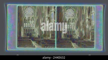 Ispirato all'interno dell'abbazia di Westminster, vista sul transetto nord, l'abbazia di Westminster, vista, interno, transetto nord, Viste di Londra e delle sue vicinanze, la London stereoscopic and Photographic Company, Photographic Company, Westminster Abbey, c. 1854 - c. 1880, stampa albume, altezza 85 mm x larghezza, reinventata da Artotop. L'arte classica reinventata con un tocco moderno. Design di calda e allegra luminosità e di raggi di luce. La fotografia si ispira al surrealismo e al futurismo, abbracciando l'energia dinamica della tecnologia moderna, del movimento, della velocità e rivoluzionando la cultura Foto Stock