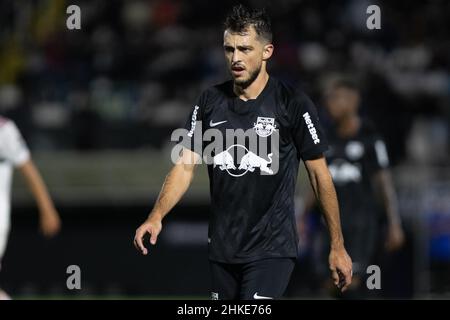 Braganca Paulista, San Paolo, Brasile. 3rd Feb 2022. Paulista Soccer Championship: Red Bull Bragantino e Sao Paulo. 03 febbraio 2022, Braganca Paulista, San Paolo, Brasile. Partita di calcio tra RB Bragantino e Sao Paulo, valida per il round 3rd del Paulista Soccer Championship, tenutosi al Nabi Abi Cheddid Stadium, a Braganca Paulista (SP), giovedì (3). Red Bull Bragantino vince la partita 4-3. Credit: Leonardo Sguacabia/Thenews2 (Credit Image: © Leonardo Sguacabia/TheNEWS2 via ZUMA Press Wire) Foto Stock