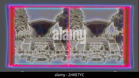 Ispirato dal percorso Domed presso l'Elisabethenbrunnen a Bad Homburg vor der Höhe, Homburg vor d.. Höhe, Elisabethenbrunnen, František Fridrich, editore: František Fridrich, Bad Homburg, Editore: Praag, c.. 1855 - c. 1870, stampa albume, altezza 85 mm x larghezza 170 mm, reinventata da Artotop. L'arte classica reinventata con un tocco moderno. Design di calda e allegra luminosità e di raggi di luce. La fotografia si ispira al surrealismo e al futurismo, abbracciando l'energia dinamica della tecnologia moderna, del movimento, della velocità e rivoluzionando la cultura Foto Stock