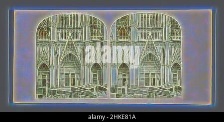 Ispirato dal portale d'ingresso della Cattedrale di Colonia, Colonia, c.. 1860 - c. 1880, stampa albume, altezza 85 mm x larghezza 170 mm, reinventata da Artotop. L'arte classica reinventata con un tocco moderno. Design di calda e allegra luminosità e di raggi di luce. La fotografia si ispira al surrealismo e al futurismo, abbracciando l'energia dinamica della tecnologia moderna, del movimento, della velocità e rivoluzionando la cultura Foto Stock