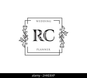 Logo RC femminile. Utilizzabile per la natura, salone, centro benessere, cosmetici e loghi di bellezza. Elemento modello di disegno con logo a vettore piatto. Illustrazione Vettoriale