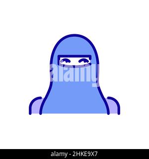 Donna che indossa un niqab. Icona Avatar colore tratto modificabile pixel Perfect Illustrazione Vettoriale