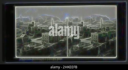 Ispirato alla vista di Edimburgo da Calton Hill, Panorama d'Edinbourg pris de Carlton-Hill. Ecosse, Ferrier Père-Fils et Soulier & Lévy Sr., Edimburgo, 1864 - 1873, vetro, scivolo, Altezza 85 mm x larghezza 172 mm, reinventata da Artotop. L'arte classica reinventata con un tocco moderno. Design di calda e allegra luminosità e di raggi di luce. La fotografia si ispira al surrealismo e al futurismo, abbracciando l'energia dinamica della tecnologia moderna, del movimento, della velocità e rivoluzionando la cultura Foto Stock