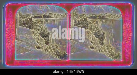 Ispirato alle cascate Horseshoe in inverno, visto da Goat Island, Horseshoe Fall da Goat Island - Inverno, George E. Curtis, Horseshoe Falls, 1866 - 1910, carta, Stampa albume, altezza 86 mm x larghezza 175 mm, reinventata da Artotop. L'arte classica reinventata con un tocco moderno. Design di calda e allegra luminosità e di raggi di luce. La fotografia si ispira al surrealismo e al futurismo, abbracciando l'energia dinamica della tecnologia moderna, del movimento, della velocità e rivoluzionando la cultura Foto Stock