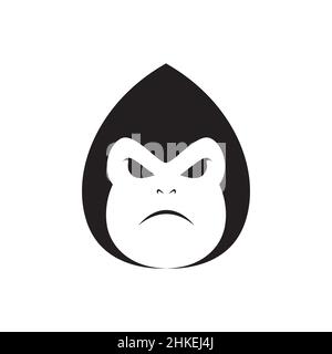 cute faccia gorilla capretto logo design vettore grafico simbolo icona illustrazione idea creativa Illustrazione Vettoriale