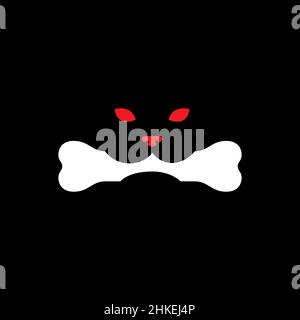 il cane nero morde osso logo disegno vettore grafico simbolo icona illustrazione idea creativa Illustrazione Vettoriale