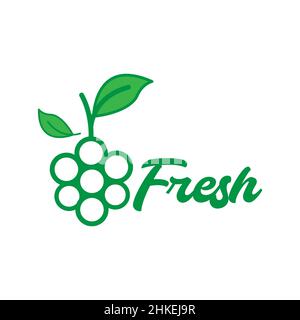 frutta fresca verde uva colorata logo design vettoriale grafico simbolo icona illustrazione idea creativa Illustrazione Vettoriale