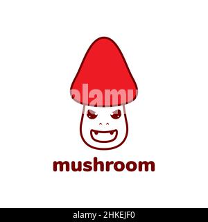 carino cartoon fungo monster logo design vettore grafico simbolo icona illustrazione idea creativa Illustrazione Vettoriale