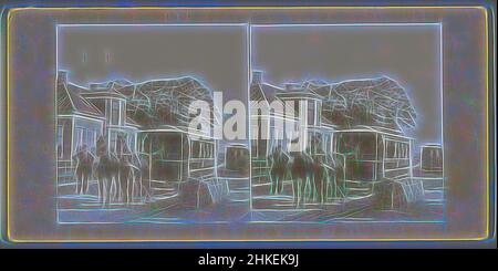 Ispirato a un veicolo da strada trainato da cavalli si trova ancora di fronte a una casa, Winsum (...), sconosciuta, 1890 - 1920, altezza 74 mm x larghezza 144 mm altezza 87 mm x larghezza 177 mm, reinventata da Artotop. L'arte classica reinventata con un tocco moderno. Design di calda e allegra luminosità e di raggi di luce. La fotografia si ispira al surrealismo e al futurismo, abbracciando l'energia dinamica della tecnologia moderna, del movimento, della velocità e rivoluzionando la cultura Foto Stock