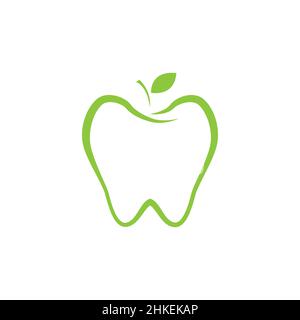 forma il dente con il disegno del logo della foglia, immagine vettoriale del simbolo grafico dell'icona idea creativa Illustrazione Vettoriale