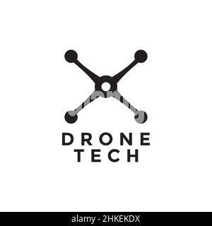semplice forma tecnologia drone logo design, vettore grafico simbolo icona illustrazione idea creativa Illustrazione Vettoriale